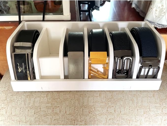 Wooden Belt Organizer, Belt Storage Holder, Belt Container, Belt Display Case Box Organizer for Retail Store 6 Grids Belt Rack (6 Grids)