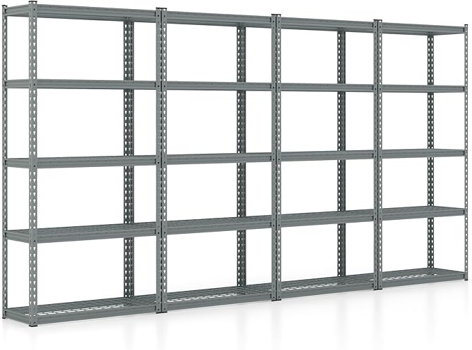 Goplus 5-Tier Metal Shelving Unit, 4 Pack Heavy Duty Wire Storage Rack with Anti-Slip Foot Pads, Height Adjustable Shelves for Warehouse, Kitchen, Living Room, Garage, 15.5" D×35.5" W×72" H