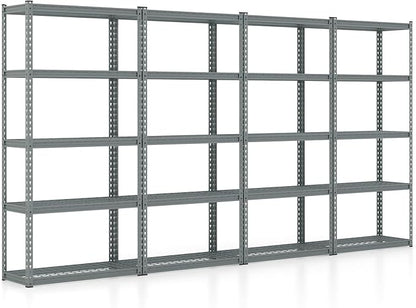Goplus 5-Tier Metal Shelving Unit, 4 Pack Heavy Duty Wire Storage Rack with Anti-Slip Foot Pads, Height Adjustable Shelves for Warehouse, Kitchen, Living Room, Garage, 15.5" D×35.5" W×72" H