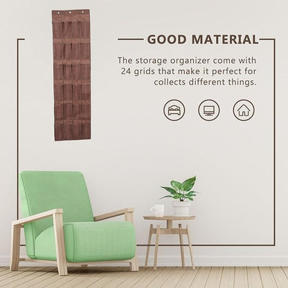 ARTIBETTER 24-pocket over The Door Shoe Organizer Bag 48x168cm Mesh Hanging Storage Pouch for Slippers and Shoes Brown Breathable for Home Closet