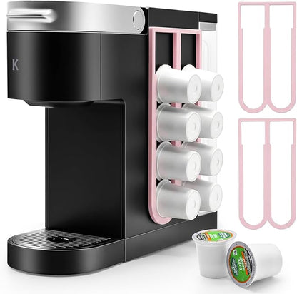 2Pcs Pink Coffee Pod Holder for Keurig K-Cup, Side Mount Storage Organizer, Wall Mount Design, Space Saving K cup holder, Perfect for Counters Small Space(2 Packs/for 16 K Cups)