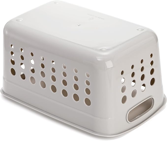 DEAYOU 9 Pack Plastic Storage Basket, Small Pantry Organizer Basket Bins, Rectangular Storage Tray Baskets Container with Handle for Shelf, Household, Desktop (Beige, White, Gray)