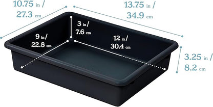 ECR4Kids Letter Size Plastic Tray Organizer with Lids, Small, Storage Bins, Black, 10-Piece
