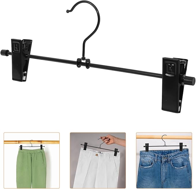 Healifty 10pcs Metal Pants Hangers Clips Heavy Duty Skirt Hangers Adjustable Clips for Pants and Skirts Rotating Hooks Sturdy Construction