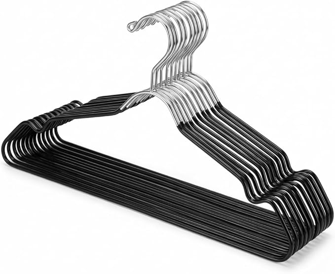 24-Pack Metal Hangers with Shoulder Notch - Heavy Duty Wire Clothes Hangers, Ultra-Thin Stainless Steel, Non-Slip, Space-Saving Coat Hangers for Home, and Hotels - Rust-Resistant and Durable