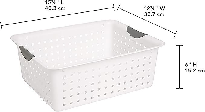 Sterilite Large Ultra Basket, Open Storage Bin to Organize Closets, Cabinets, Pantry, Shelving and Countertop Space, White, 1-Pack