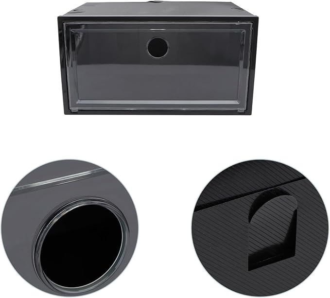 Dustproof Plastic Shoe Storage Box with Side-opening Door, Large Capacity 34x18x25cm Organizer for Sneakers and Boots, Stackable Shoe Container for Home Closet
