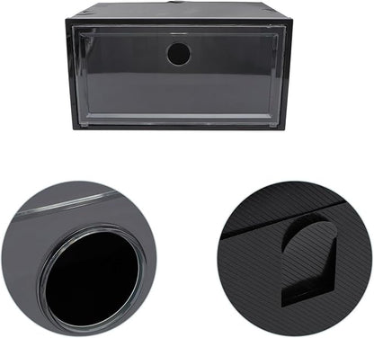 Dustproof Plastic Shoe Storage Box with Side-opening Door, Large Capacity 34x18x25cm Organizer for Sneakers and Boots, Stackable Shoe Container for Home Closet
