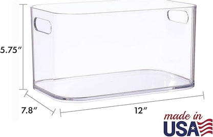STORi Bliss XL Clear Plastic Storage Bin, Pantry Organizers & Storage Containers, Home Organization Must Haves for Kitchen, Laundry Room, Office, Closet, 12” x 8” Made in USA