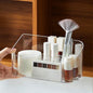 LINFIDITE Makeup Organizer Tray Bathroom Cabinet Cosmetic Storage with 9 Compartments 2 Removable Dividers Lipgloss Organizer Makeup Display Tray Case for Beauty Essentials Crystal Clear