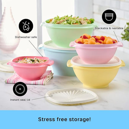 Tupperware Heritage Collection, 10 Piece Food Storage Container Set in Vintage Colors, Dishwasher Safe and BPA Free (5 Bowls, 5 Lids)