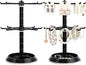 2 Pack Keychain Display Stand Rotating Jewelry 2 Tier Necklace Holder Plastic Spinning Bracelet Hanging Organizer Rotating Rack Earring Bracelet Stands for Vendors Malls Counter Dressing Table
