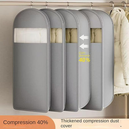 2 Packs Breathable Hanging Garment Bags for Clothes & Suits - 52" Fabric Suit Bags for Closet Storage, Garment Covers for Coats, Dresses, Jackets, Shirts, Wardrobe Protector (grey)