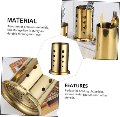 PRETYZOOM 1pc Stainless Steel Chopstick Organizer Base Gold Cutlery Holder for Kitchen Design for Easy Storage and Ventilation for Home Use