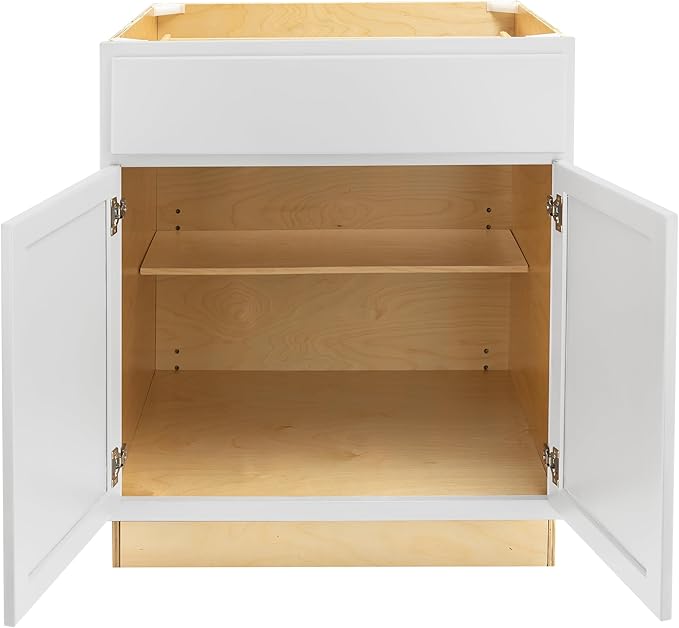 Quicklock RTA (Ready-to-Assemble) | Base Kitchen Cabinets - Shaker Style | Made in America (Pure White, 33" Wx34.5 Hx24 D Base)
