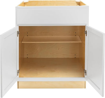 Quicklock RTA (Ready-to-Assemble) | Base Kitchen Cabinets - Shaker Style | Made in America (Pure White, 33" Wx34.5 Hx24 D Base)