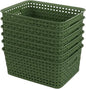 Sandmovie Plastic Weave Storage Baskets for Kitchen Bathroom, Green, 6 Packs
