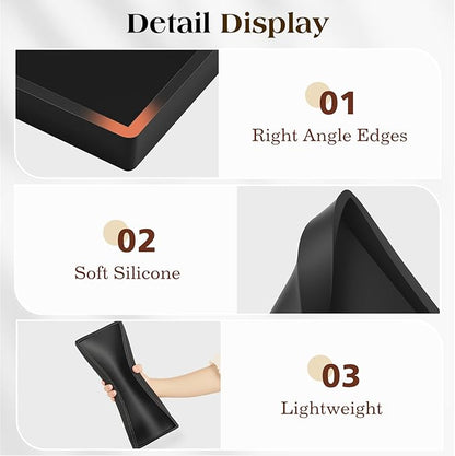 Luxspire Bathroom Vanity Tray, 11.8 x 5.1 Silicone Kitchen Counter Tray for Soap Dispenser, Bathroom Countertop Organizer for Perfume Soap Towel Bathroom Accessories, 2 Packs, Matte Black