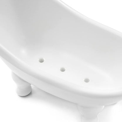 1piece 5.6" White Ceramic Mini Bathtub Soap Dish Small Planter Makeup Organizer Container Hamster Bathtub (White)