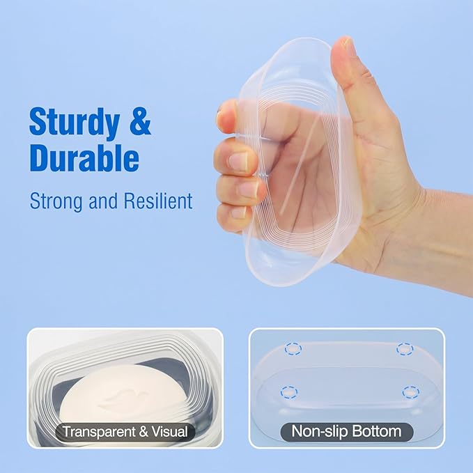 AIMAIAIMAI Soap Box, Travel Soap Container, Bar Soap Case with Removable Draining Layer - Clear Style A
