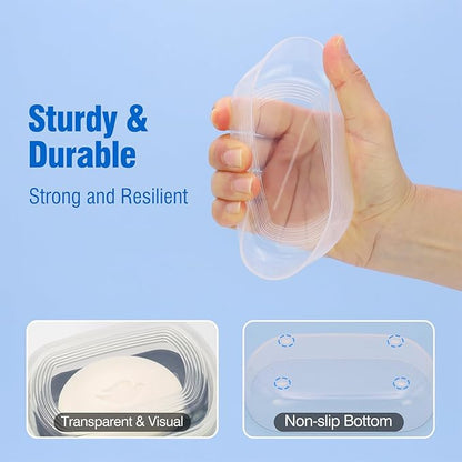 AIMAIAIMAI Soap Box, Travel Soap Container, Bar Soap Case with Removable Draining Layer - Clear Style A