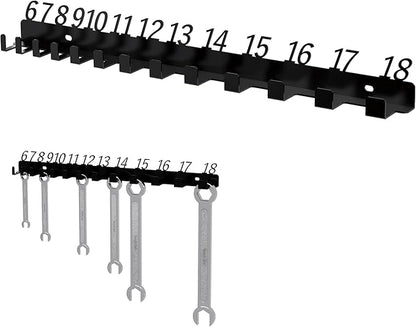 Metal Wrench Organizer, Wall-Mounted Storage Rack for Wrenches, Gift for Professional Mechanics, Sturdy Metal Rack, Combination Wrench Organizer for Wall, Holder for 13 wrenches（Fits 6mm to 18mm）