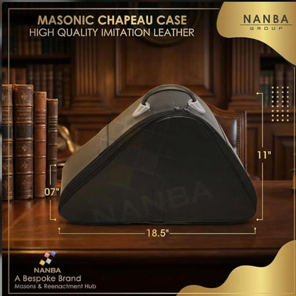Premium Masonic Knights Templar Chapeau Case – Black Imitation Leather Chapeau Hat organizer with Red Interior Lining, Sturdy Handle & Zipper Closure – Protective Freemason Regalia Carry Case