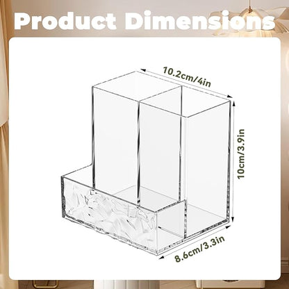 Clear Plastic Countertop Vanity Makeup Organizer, 2-Pieces Vertical Storage Organizer Set for Brushes, Eyeshadow Palettes, & Beauty Supplies