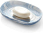 OTHIX Blue Ceramic Soap Dish with Unique Marble Texture, Decorative Bar Soap Holder for Bathroom and Kitchen, Cute Soap Dishes for Bar Soap, Jewelry, Family, Valentines Day Gifts (Blue Texture)