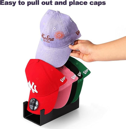 CHENYAOAI Hat Organizer for Baseball Caps, 2 Pcs No Install Acrylic Hat Stand for 14 Baseball Caps, Hat Racks for Caps Display and Organizer for Bedroom, Closet, Dresser, Office, Hat Holder