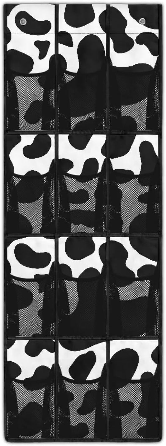 Generic Cow Pattern Over The Door Organizer Large-Capacity Design Over Door Hanging Bag Shoe Rack Hanger Closet Storage Organizer Good Organizing Items for College Students Women