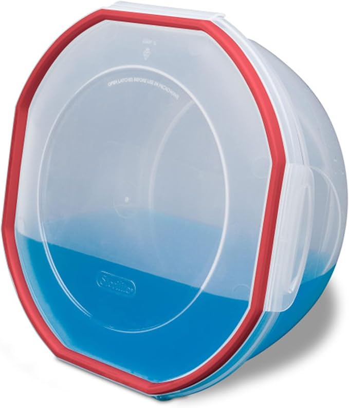 Sterilite Ultra-Seal 4.7 Qt Bowl, Large Airtight Food Storage Container, Latching Lid, Microwave and Dishwasher Safe, Clear with Red Gasket, 12-Pack