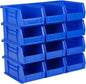 Hudson Exchange 7-1/2" x 4" x 3" (12 Pack) Plastic Stackable Storage Bin and Hanging Container, Blue