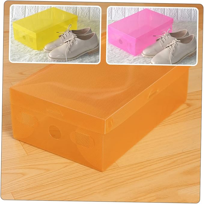 Homoyoyo 7pcs Stackable Transparent Shoe Storage Boxes Foldable Multi-color Design Pp Material for Organized Shoe Storage Home Closet Dorm