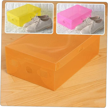 Homoyoyo 7pcs Stackable Transparent Shoe Storage Boxes Foldable Multi-color Design Pp Material for Organized Shoe Storage Home Closet Dorm