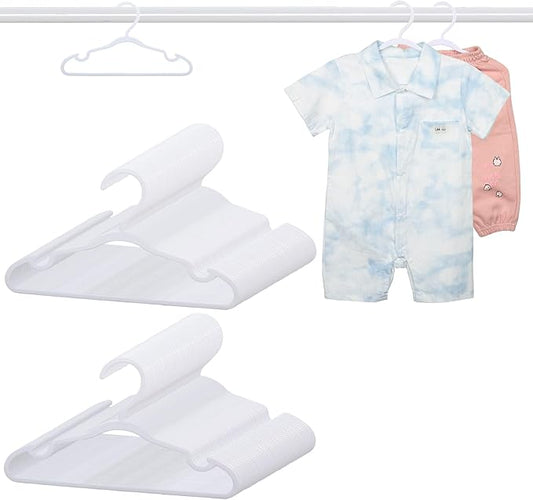 100 Pack White Baby Hangers 11.42 Inch - Kids Non-Slip Clothes Hangers for Infant & Child, Durable Plastic Children's Hangers for Closet, Pants, Coats, Skirts