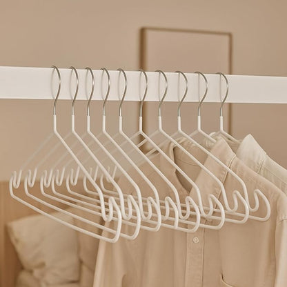 Clothes Hangers 50Pack,White Metal Hangers,15.7'W Space-Saving Shirt Hanger,Non-Slip Heavy Duty Hanger with Deep Shoulder Notches for Dress and Camisole