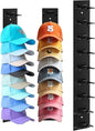 Dntorx Hat Organizer for Baseball Caps, 1 Pack Hat Rack for Wall Hold up to 9 Hats Strong Adhesive Hat Hooks Stand Multilayer Hat Hanger Organizer Storage Holder Display for Door Closet Bedroom（Black
