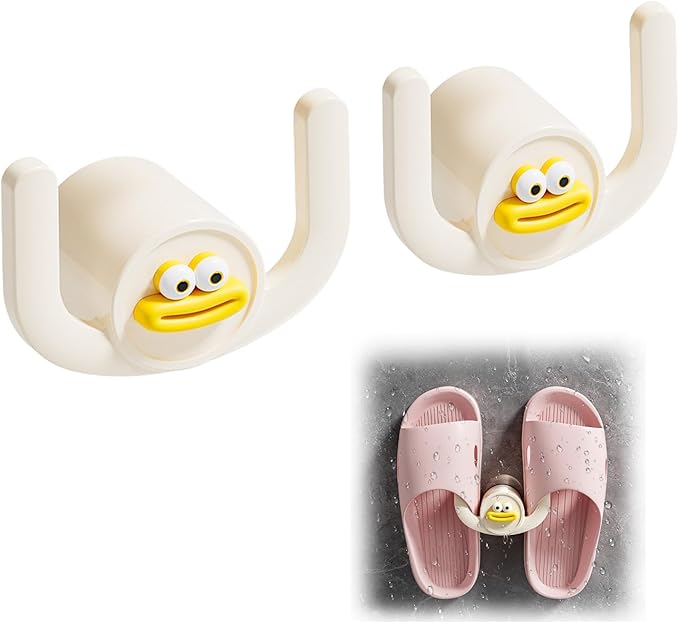 ANIS·KEAAR 2PCS 2026 Cartoon Duck-Mouth Slipper Hanger - No-Drill Wall-Mounted Storage Hook, High Load-Bearing, Detachable & Washable Slipper Organizer for Bathroom Entryway Home