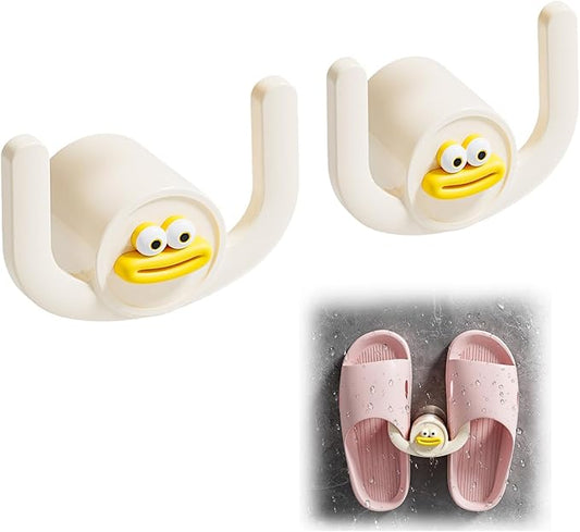 ANIS·KEAAR 2PCS 2026 Cartoon Duck-Mouth Slipper Hanger - No-Drill Wall-Mounted Storage Hook, High Load-Bearing, Detachable & Washable Slipper Organizer for Bathroom Entryway Home
