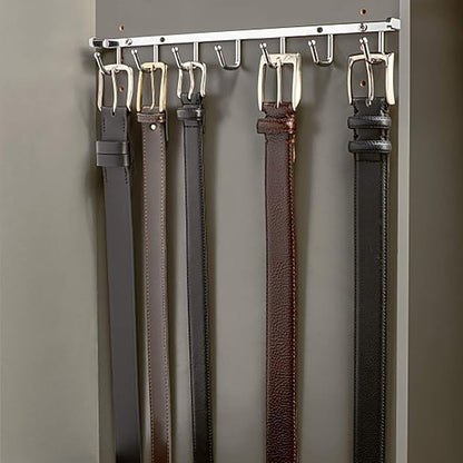 Rev-A-Shelf Sidelines 14" Closet Wall Hanging Mount for Belt, Scarf, or Tie Accessory Organization Rack Holder Hanger w/7 Hooks Chrome, BRCL-14NS-CR-1