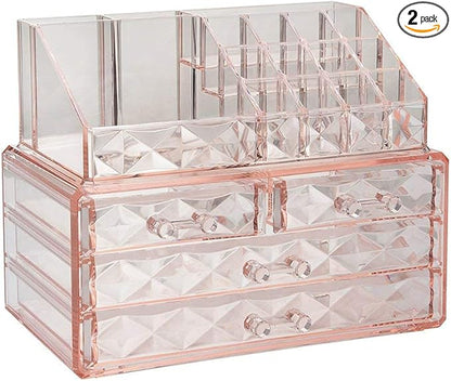 ZHIAI Stackable cosmetic organizer with drawers, easy to organize cosmetic products accessories Suitable for vanity, toilet, bathroom and bedroom organization and storage