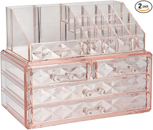 ZHIAI Stackable cosmetic organizer with drawers, easy to organize cosmetic products accessories Suitable for vanity, toilet, bathroom and bedroom organization and storage