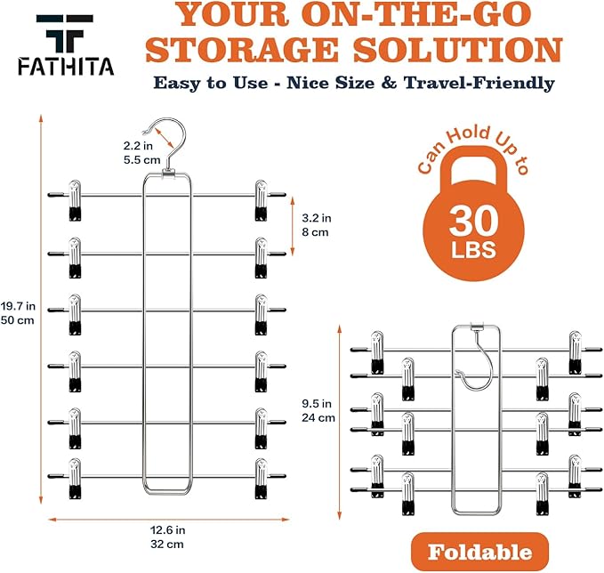 Closet-Organizers-and-Storage,6 Tier Pants-Hangers-Space-Saving,Skirt-Hangers with Clips for Closets Organizer,College-Dorm-Room-Essentials,4 Pack Closet Storage Clothes Shorts Hanger (4 Pack-Silver)