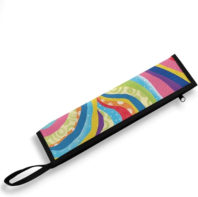 Portable Travel Tableware Box Colorful Stripes Flatware Storage Box Case Travel Utensils Cutlery Case with Bag for Fork Spoon Chopsticks