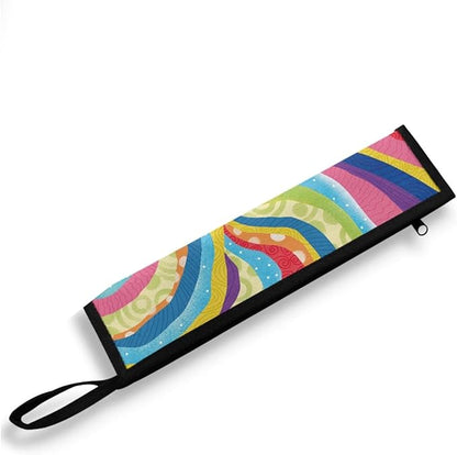 Portable Travel Tableware Box Colorful Stripes Flatware Storage Box Case Travel Utensils Cutlery Case with Bag for Fork Spoon Chopsticks