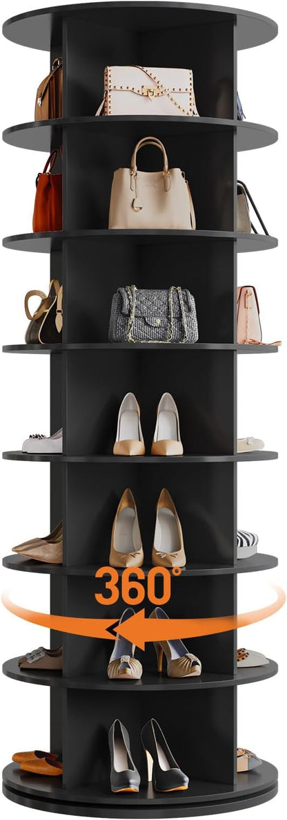 GarveeHome 7 Tier Rotating Shoe Rack Tower, 360° Revolving Free Standing Spinning Shoe Organizer, Vertical Spinning Shoes Display, Shoes Rack Storage Round Carousel, Rotate Shoes Closet Organization