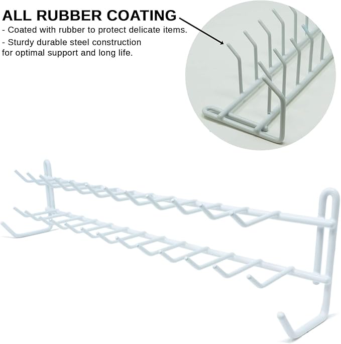Huji Wall Mount Tie and Belt Rack Organizer, White (1 Pack)