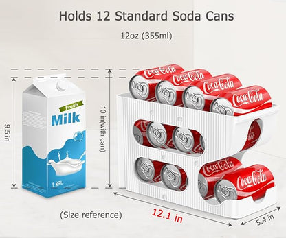 Sotfamily FIFO Soda Can Organizer for Pantry/Fridge, Automatic Rolling Pop Can Dispenser/Storage/Holder/Container for Refrigerator or 12" Deep Shelf, Space-Saving Drink Organizer for 24 Standard Cans