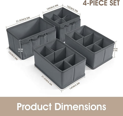 Cosmetic Storage Bins Makeup Organizer, Adjustable Multifunction Storage Box Desk Drawer Divider for Makeup Brushes, Bathroom Countertop or Dresser, Set of 4